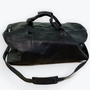 Minimalist Travel Vacation Black Leather Colombian Weekender Unisex Duffel Bag